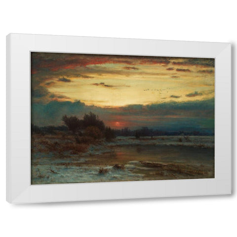 A Winter Sky White Modern Wood Framed Art Print by Inness, George