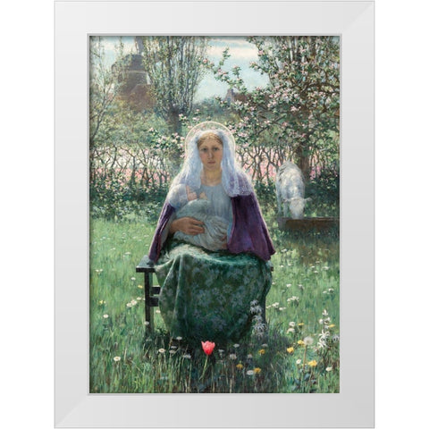 The Blessed Mother White Modern Wood Framed Art Print by Hitchcock, George
