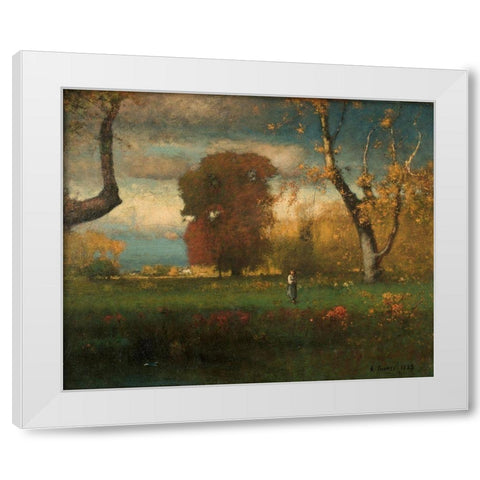 Landscape White Modern Wood Framed Art Print by Inness, George
