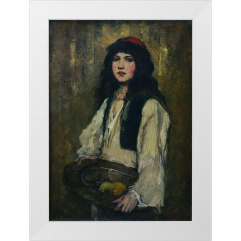 The Venetian Girl White Modern Wood Framed Art Print by Duveneck, Frank