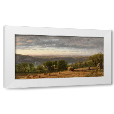 Landscape with Haywain White Modern Wood Framed Art Print by Whittredge, Worthington