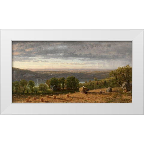 Landscape with Haywain White Modern Wood Framed Art Print by Whittredge, Worthington
