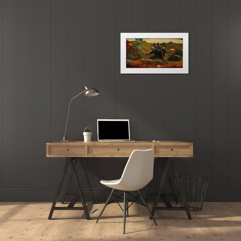 Women Working in a Field White Modern Wood Framed Art Print by Homer, Winslow