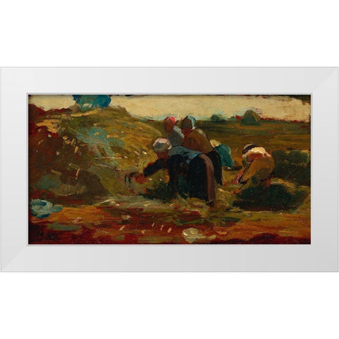 Women Working in a Field White Modern Wood Framed Art Print by Homer, Winslow