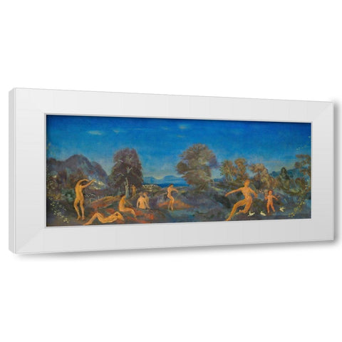 Hermes and the Infant Dionysus White Modern Wood Framed Art Print by Davies, Arthur B