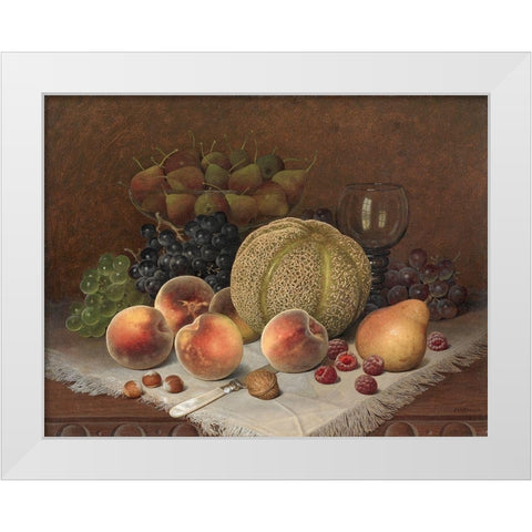 Still Life with Cantaloupe White Modern Wood Framed Art Print by Brown, William Mason