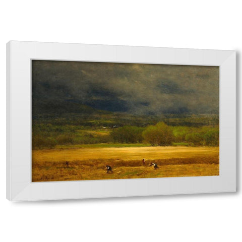The Wheat Field White Modern Wood Framed Art Print by Inness, George