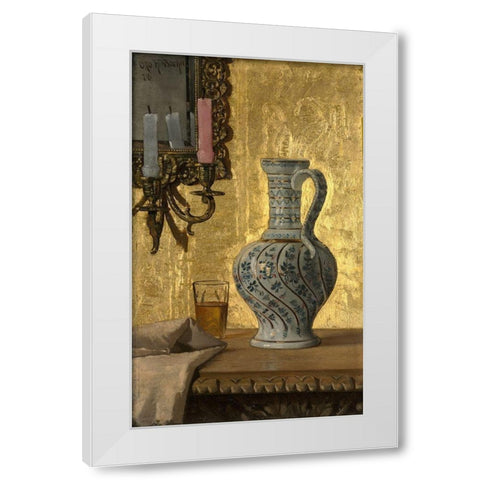 Pitcher and a Glass on a Table White Modern Wood Framed Art Print by Bacher, Otto H