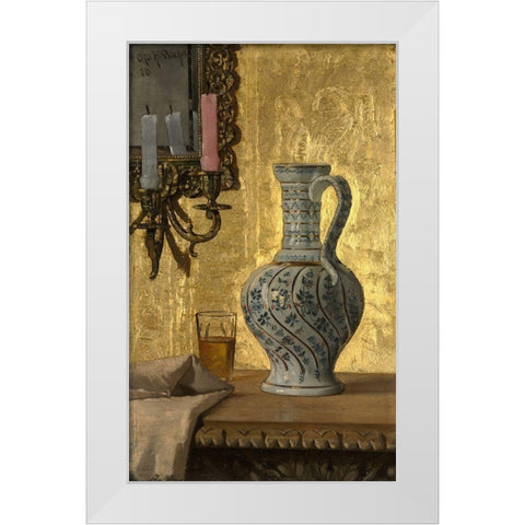 Pitcher and a Glass on a Table White Modern Wood Framed Art Print by Bacher, Otto H
