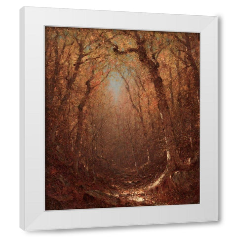 Autumn a Wood Path White Modern Wood Framed Art Print by Gifford, Sanford Robinson