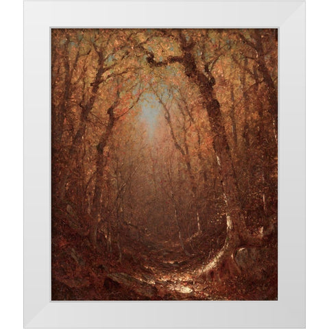 Autumn a Wood Path White Modern Wood Framed Art Print by Gifford, Sanford Robinson