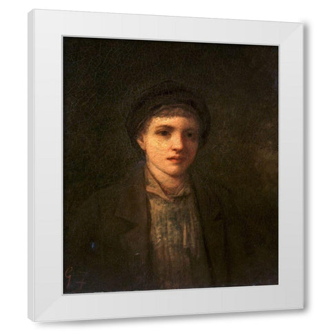 Head of a Boy White Modern Wood Framed Art Print by Fuller, George