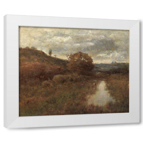 Autumn Landscape and Pool White Modern Wood Framed Art Print by Wyant, Alexander H
