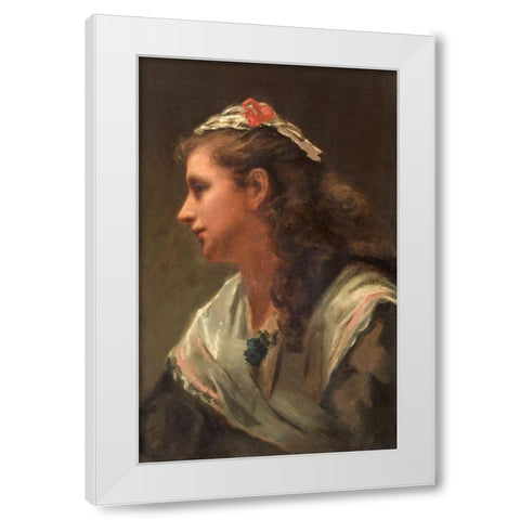 His First Model Miss Russell White Modern Wood Framed Art Print by Hunt, William Morris