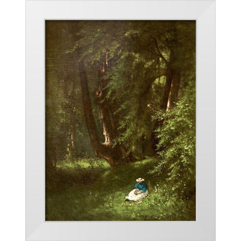 The Wood Chopper White Modern Wood Framed Art Print by Inness, George