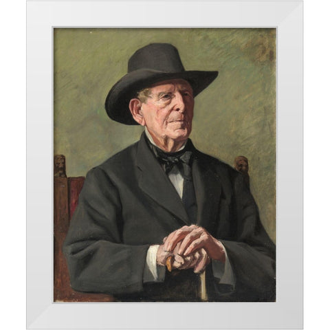Portrait of an Old Sea Captain White Modern Wood Framed Art Print by Isham, Samuel