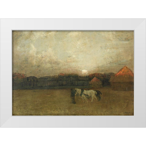 The Stubble Field White Modern Wood Framed Art Print by Dearth, Henry Golden