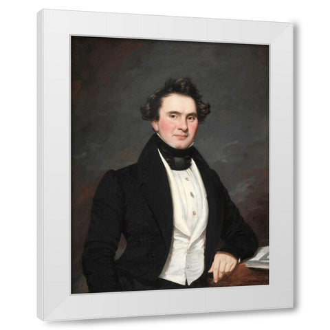 Portrait of a Man White Modern Wood Framed Art Print by Waldo, Samuel Lovett