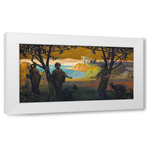 Mural Sketch Pastoral Study No 1 White Modern Wood Framed Art Print by Keller, Henry