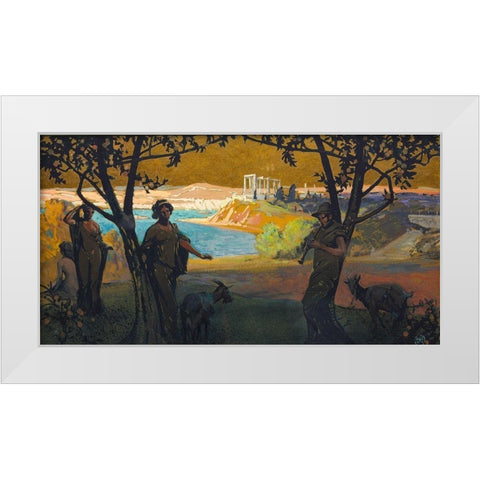 Mural Sketch Pastoral Study No 1 White Modern Wood Framed Art Print by Keller, Henry