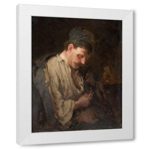 Portrait of a Man White Modern Wood Framed Art Print by Bohm, Max