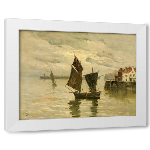 Harbor Scene White Modern Wood Framed Art Print by Boggs, Frank
