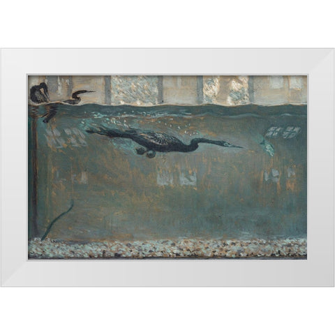 Diving Cormorant White Modern Wood Framed Art Print by Bacher, Otto H