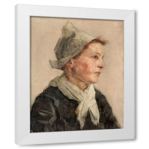 Head of a Woman White Modern Wood Framed Art Print by Gottwald, Frederick