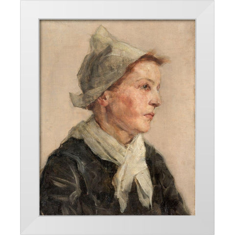 Head of a Woman White Modern Wood Framed Art Print by Gottwald, Frederick