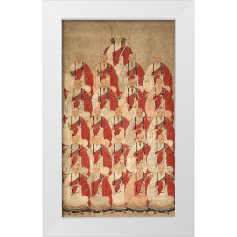 Portrait of Buddhist Monks of Obaku Sect White Modern Wood Framed Art Print by dynasty, China Qing