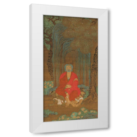 Shakyamuni under the Bodhi Tree White Modern Wood Framed Art Print by dynasty, China Ming