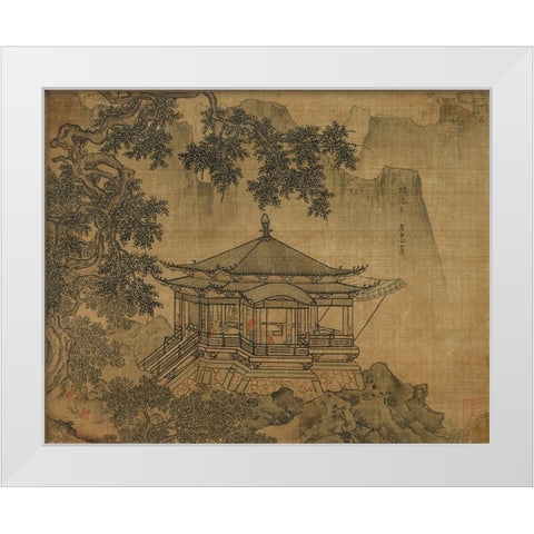 A Pavilion White Modern Wood Framed Art Print by China Southen Song Dynasty