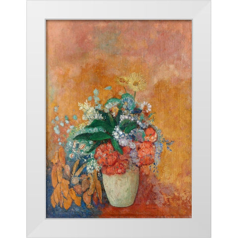 Vase of Flowers White Modern Wood Framed Art Print by Redon, Odilon