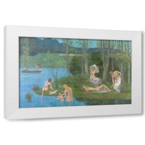 Summer White Modern Wood Framed Art Print by de Chavannes, Pierre Puvis