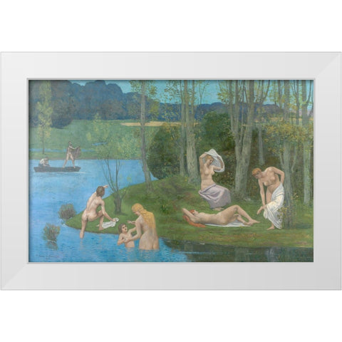 Summer White Modern Wood Framed Art Print by de Chavannes, Pierre Puvis
