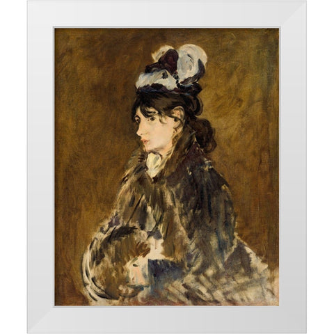 Berthe Morisot White Modern Wood Framed Art Print by Manet, Edouard