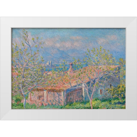 Gardeners House at Antibes White Modern Wood Framed Art Print by Monet, Claude