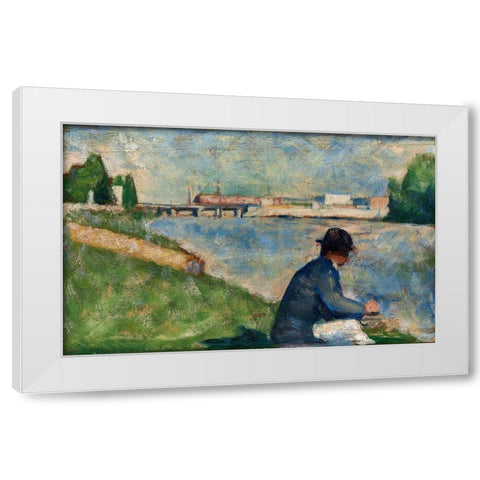 Study for Bathers at Asnieres White Modern Wood Framed Art Print by Seurat, Georges
