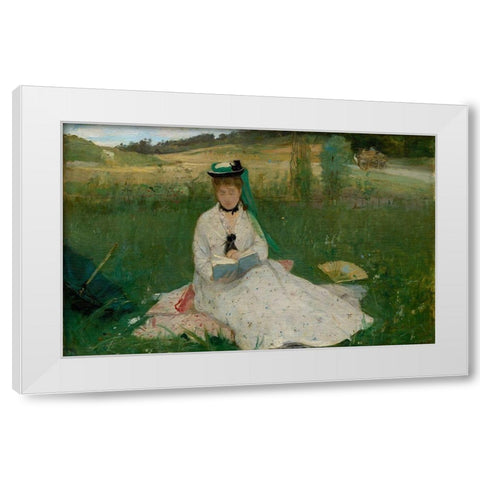 Reading White Modern Wood Framed Art Print by Morisot, Berthe
