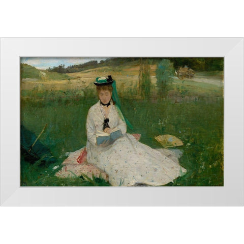 Reading White Modern Wood Framed Art Print by Morisot, Berthe