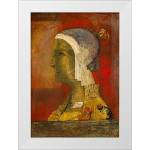 Symbolic Head White Modern Wood Framed Art Print by Redon, Odilon