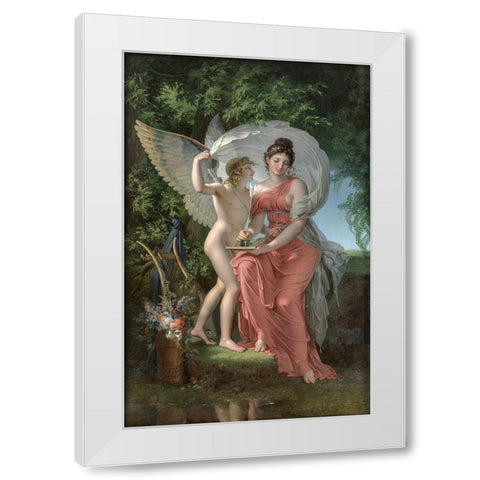 Erato, Muse of Lyrical Poetry White Modern Wood Framed Art Print by Meynier, Charles