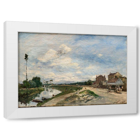 The Seine at Bas-Meudon White Modern Wood Framed Art Print by Jongkind, Johan Barthold