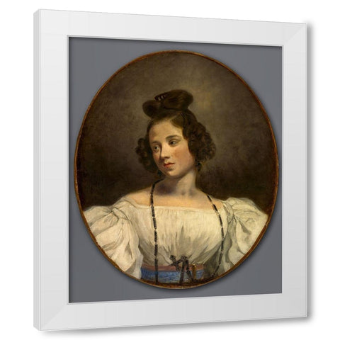 Mlle. Alexandrine-Julie de la Boutraye White Modern Wood Framed Art Print by Delacroix, Eugene