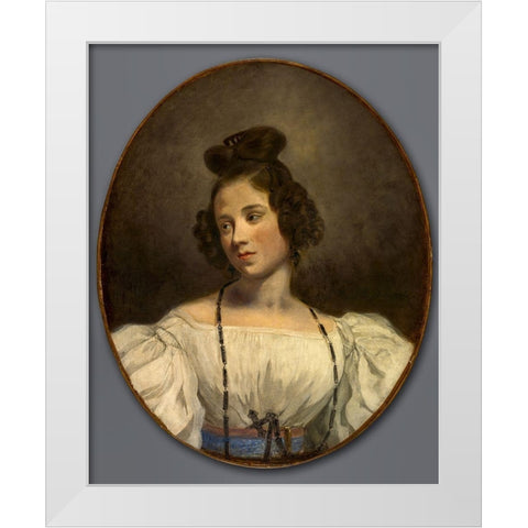 Mlle. Alexandrine-Julie de la Boutraye White Modern Wood Framed Art Print by Delacroix, Eugene
