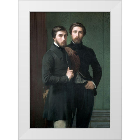 Rene-Charles Dassy and His Brother Jean-Baptiste-Claude-Amede Dassy White Modern Wood Framed Art Print by Flandrin, Hippolyte Jean