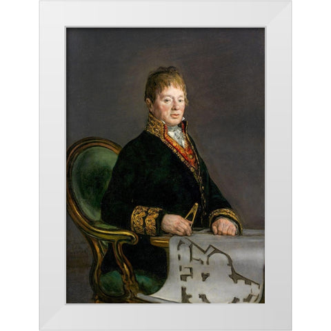 Portrait of Don Juan Antonio Cuervo White Modern Wood Framed Art Print by Goya, Francisco de