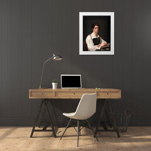 Self Portrait White Modern Wood Framed Art Print by LePage, Francois