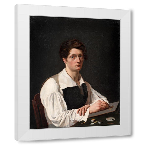 Self Portrait White Modern Wood Framed Art Print by LePage, Francois