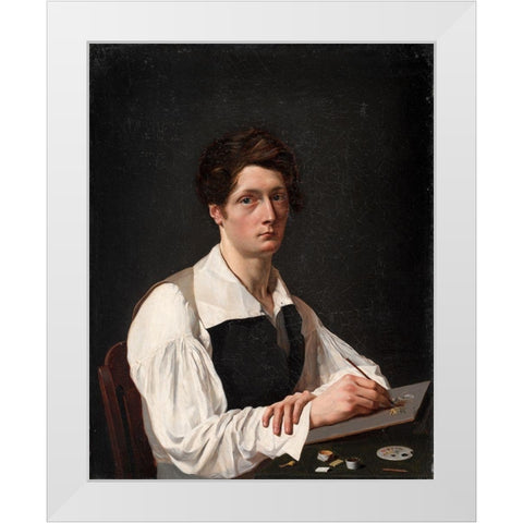 Self Portrait White Modern Wood Framed Art Print by LePage, Francois